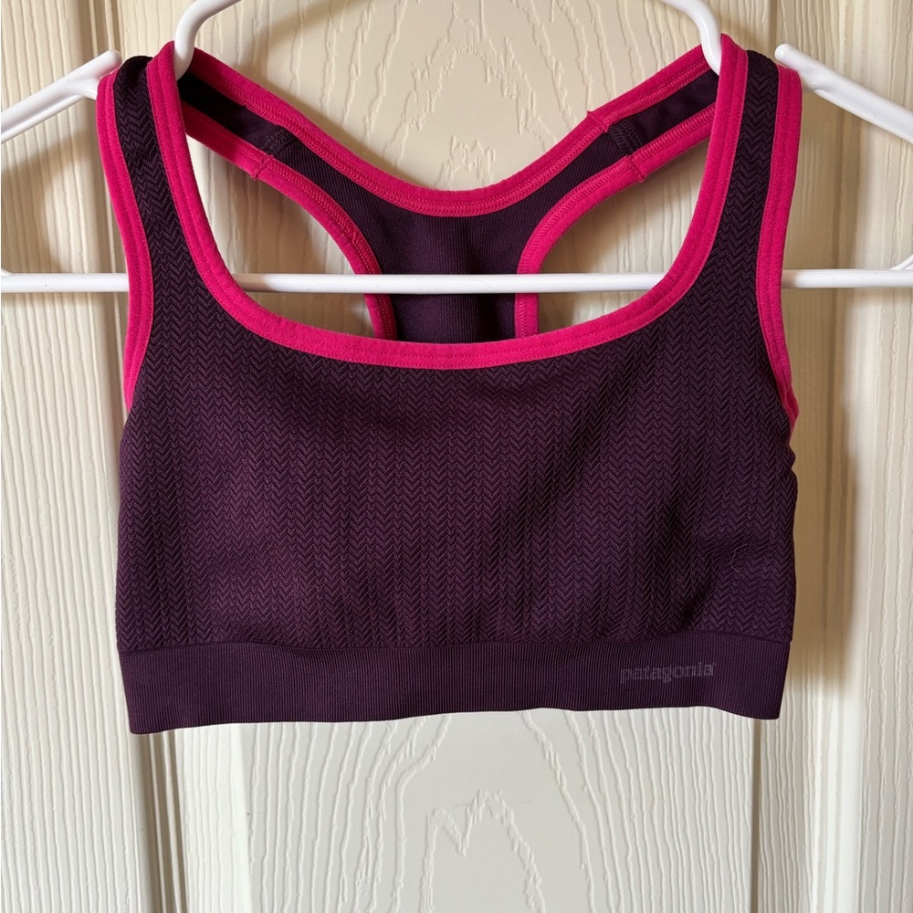 Patagonia Women's Dark Purple and Pink Sports Bra